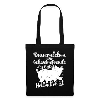 Schwein Schweinebauer Bauernhof Schweine - Stoffbeutel - Schwarz - Vorne