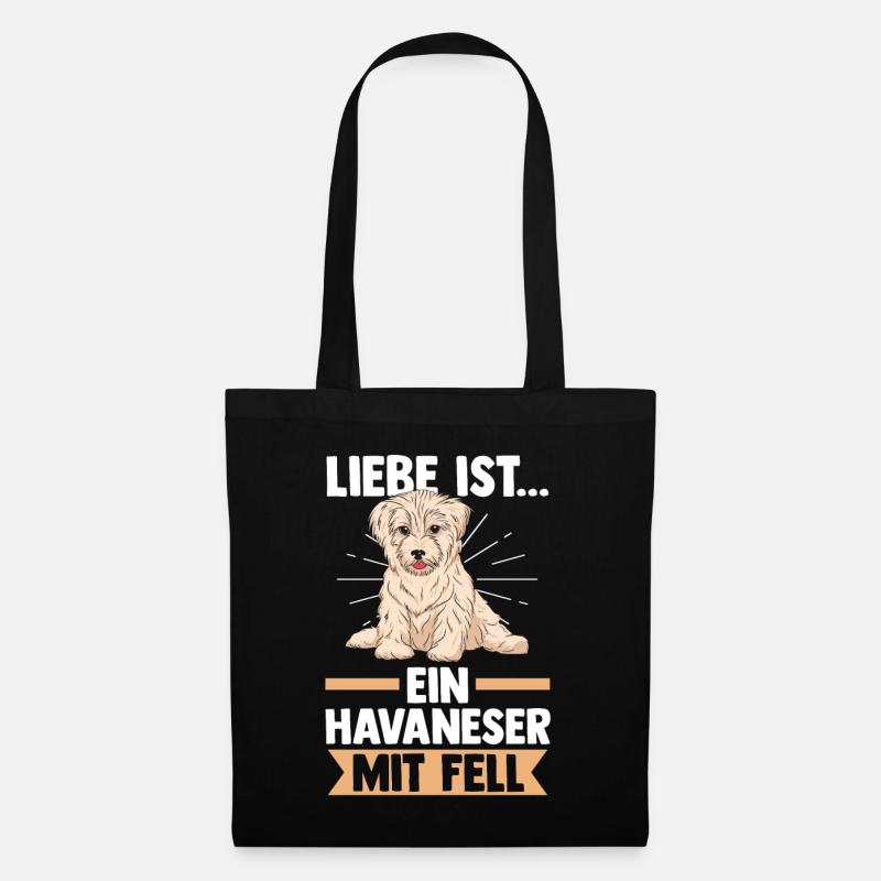 Hund Havaneser - Stoffbeutel - Schwarz