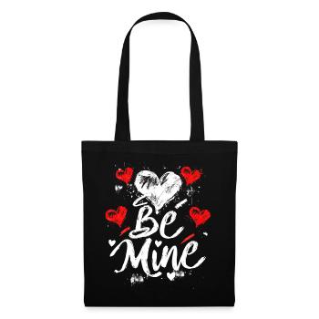 Be Mine, Valentinstag Herz Liebe Design - Stoffbeutel - Schwarz - Vorne