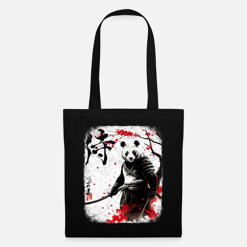 Samurai Panda Kanji Ninja Budo Kampfkunst Japan - Stoffbeutel - Schwarz