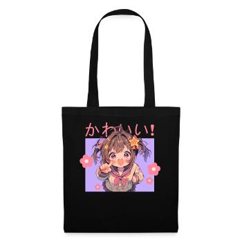 Kawaii School Girl Anime Japanese Cute Otaku - Stoffbeutel - Schwarz - Vorne