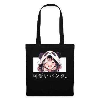 Kawaii Panda Girl Cute Anime Japanese Streetwear - Stoffbeutel - Schwarz - Vorne