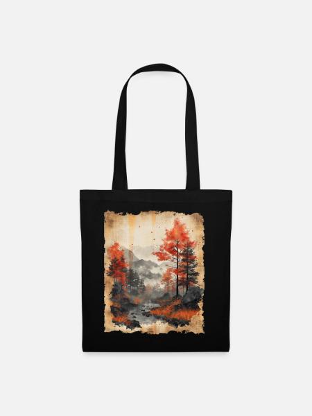 Classic Scenery Papyrus Scroll Onsen Japanese - Tote Bag - black