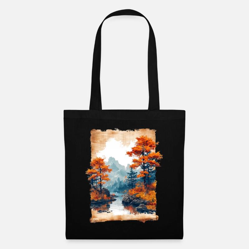 Classic Scenery Papyrus Scroll Onsen Japanese - Tote Bag - black