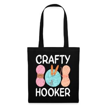 Crochet Lover Funny Loop & Hook Design - Stoffbeutel - Schwarz - Vorne
