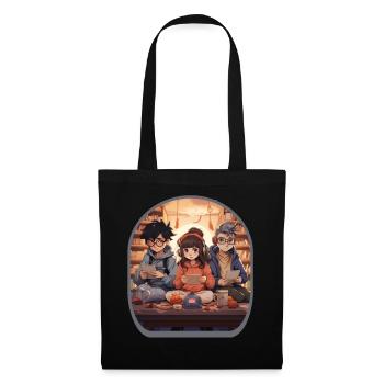 Anime Librarians Reading Cute Boba Tea Gaming - Tote Bag - black - Front