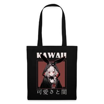 Rabbit Anime Girl Emo Grunge Yami Kawaii Aesthetic - Stoffbeutel - Schwarz - Vorne