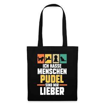 Hund Pudel - Stoffbeutel - Schwarz - Vorne