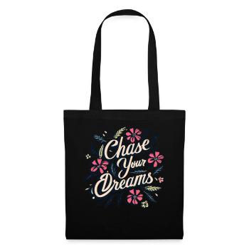 Chase Your Dreams Floral Positive Thinking Mindful - Stoffbeutel - Schwarz - Vorne