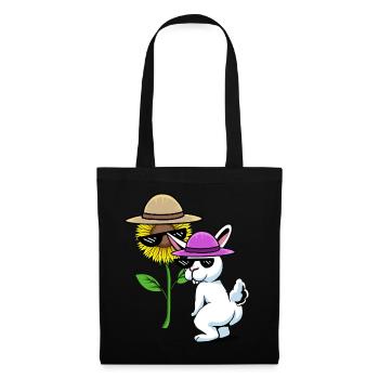 Fantasy Bunny Rabbit Lunettes Jardin de tournesol - Sac en tissu - noir - Devant