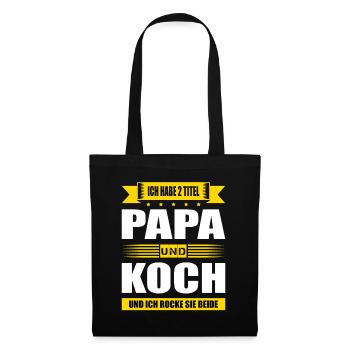 Zwei Titel Papa Und Koch Prüfung Jungkoch Beikoch - Stoffbeutel - Schwarz - Vorne