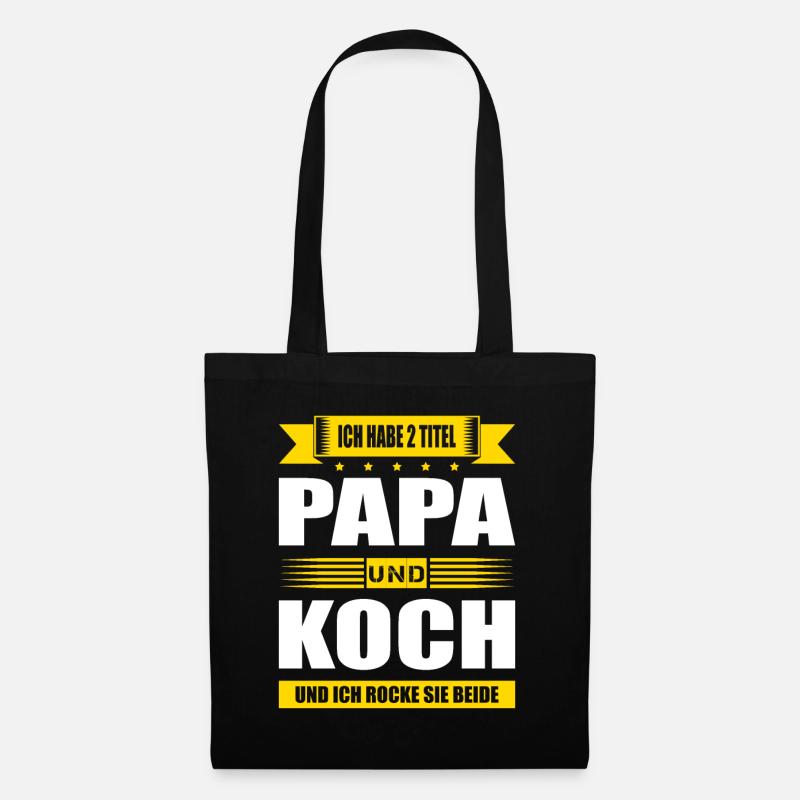 Zwei Titel Papa Und Koch Prüfung Jungkoch Beikoch - Stoffbeutel - Schwarz