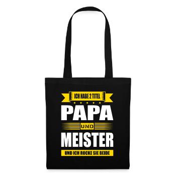 Zwei Titel Papa Und Meister Prüfung Bestanden - Stoffbeutel - Schwarz - Vorne
