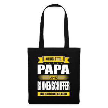 Zwei Titel Papa Und Binnenschiffer Schifffahrt - Stoffbeutel - Schwarz - Vorne