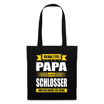 Zwei Titel Papa Und Schlosser Bauschlosser - Stoffbeutel - Schwarz - Vorne