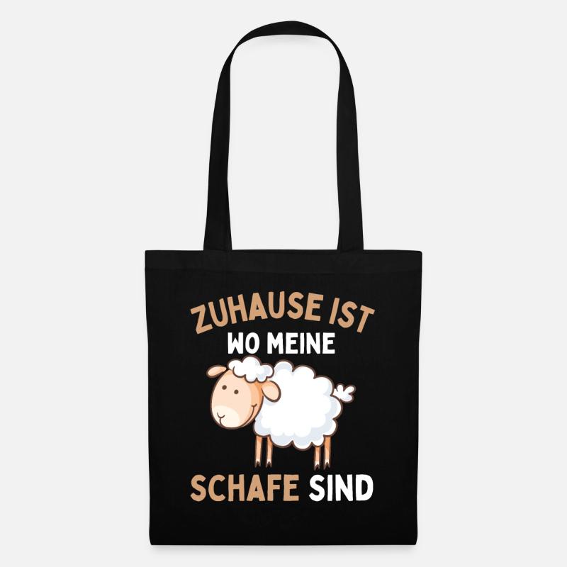Zuhause ist wo meine Schafe sind! Schaf Schäfer - Stoffbeutel - Schwarz