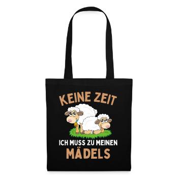 Ich muss zu meinen Mädels! Lustiger Schaf Schäfer - Stoffbeutel - Schwarz - Vorne