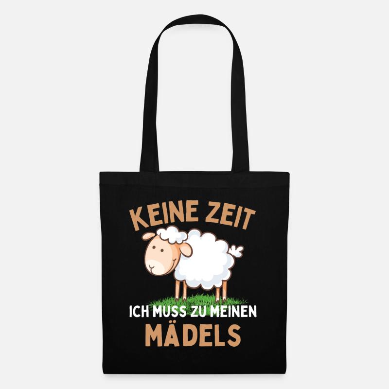Ich muss zu meinen Mädels! Lustiger Schaf Schäfer - Stoffbeutel - Schwarz