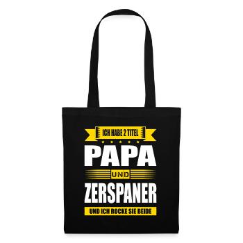 Ich Habe Zwei Titel Papa Und Zerspaner Mechaniker - Stoffbeutel - Schwarz - Vorne