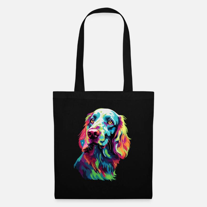 Wasserfarben Farbenfroher English Setter - Stoffbeutel - Schwarz