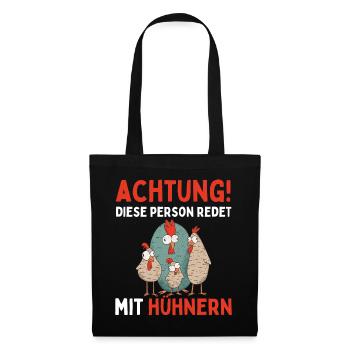 ATTENTION, JE PARLE À DES POULES ! Drôle d’œuf de poule - Sac en tissu - noir - Devant
