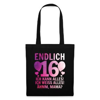 16 Anniversaire - Sac en tissu - noir - Devant