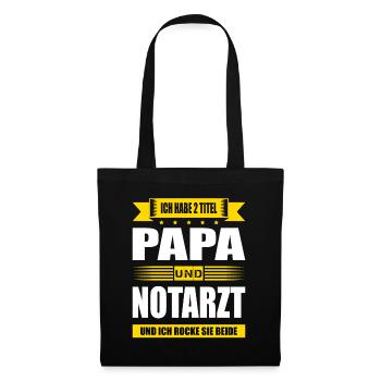 Zwei Titel Papa Und Notarzt Facharzt Arzt - Stoffbeutel - Schwarz - Vorne