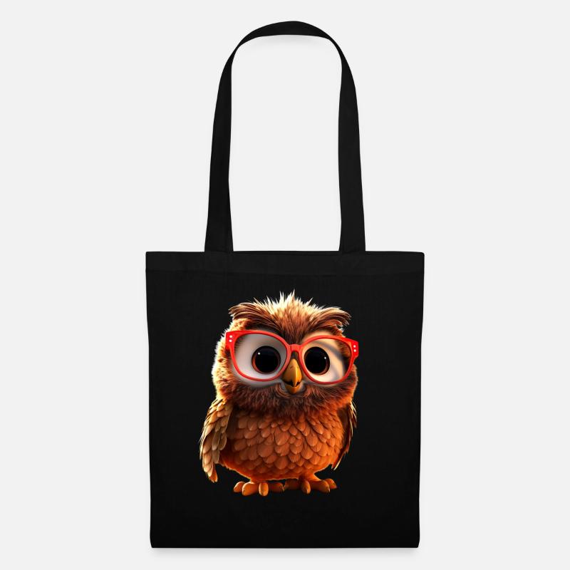 Eule Schleiereule Geschenk Kauz Uhu Owl Süße Eulen - Stoffbeutel - Schwarz