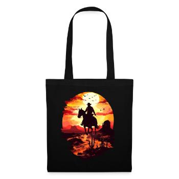 Cowboy Pferd Wild West Western Reiten Wildnis USA - Stoffbeutel - Schwarz - Vorne