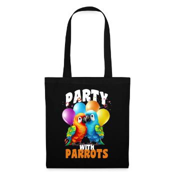 Kawaii Birthday Parrot Cute Parakeet Bird Lover - Stoffbeutel - Schwarz - Vorne