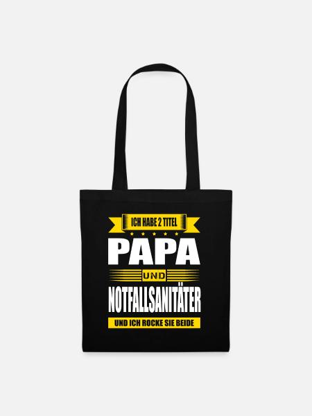 Zwei Titel Papa Und Notfallsanitäter Sanitäter - Stoffbeutel - Schwarz