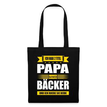 Zwei Titel Papa Und Bäcker Konditor Zuckerbäcker - Stoffbeutel - Schwarz - Vorne