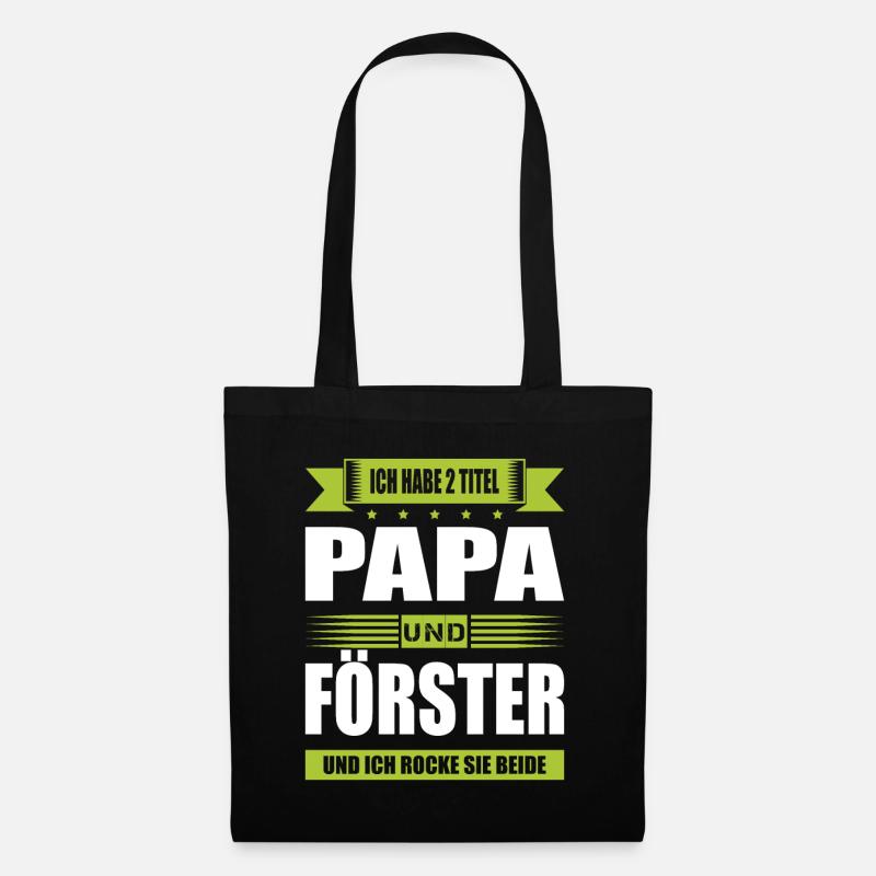 Zwei Titel Papa Und Förster Forstwirt Forstmann - Stoffbeutel - Schwarz