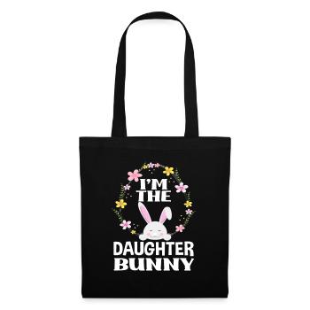Je suis fille lapin de Pâques Couronne florale Pâques - Sac en tissu - noir - Devant