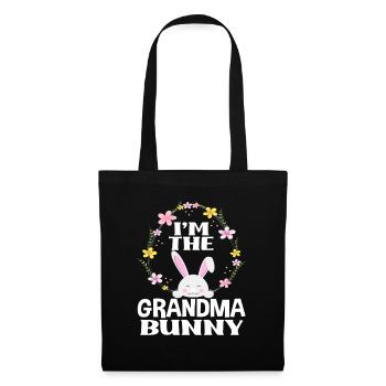 Je suis grand-mère lapin de Pâques Couronne florale Pâques - Sac en tissu - noir - Devant