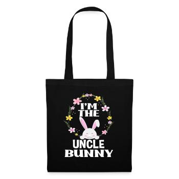 Je suis oncle lapin de Pâques Couronne florale Pâques - Sac en tissu - noir - Devant