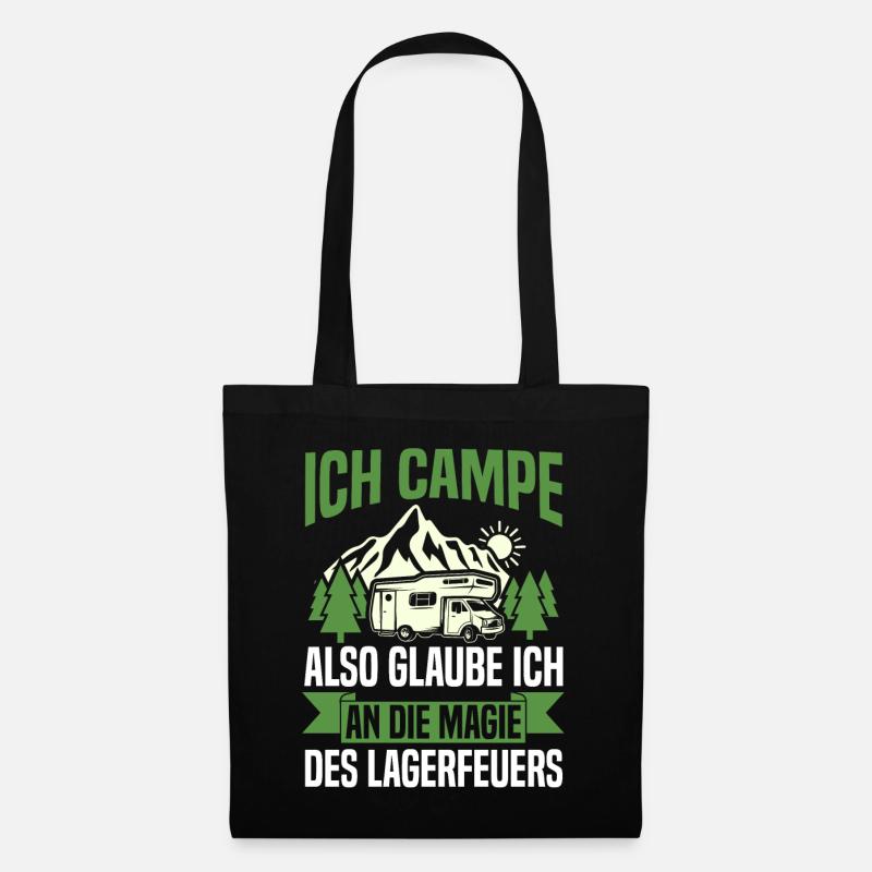 Camper Wohnwagen Wohnmobil Campen Camping - Stoffbeutel - Schwarz