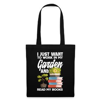 Garten Bücherwurm Bücher Lesen - Stoffbeutel - Schwarz - Vorne