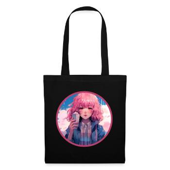 Fonte Crème Glacée Anime Fille Vaporwave Numérique - Sac en tissu - noir - Devant