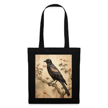 Washi Paper Crow Traditional Art Copy (2) - Tote Bag - black - Front