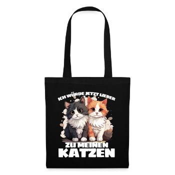 JE PRÉFÈRE ALLER VOIR MES CHATS TOUT DE SUITE - Sac en tissu - noir - Devant