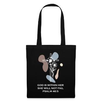 Motivational Christian Scripture Minimal Cross Lin - Stoffbeutel - Schwarz - Vorne