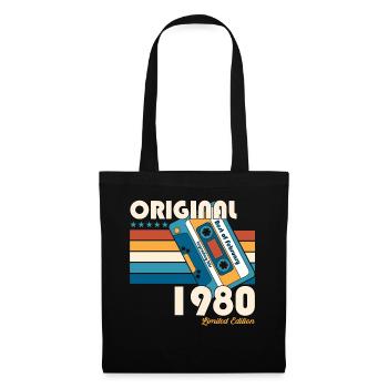 44th Birthday Husband February 1980 Mixtape Cassette - Tote Bag - black - Front