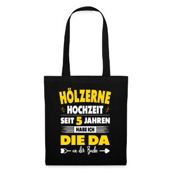 5 Hochzeitstag Paare 5 Jahre Ehe Hölzerne Hochzeit - Stoffbeutel - Schwarz - Vorne