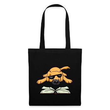 Meme chien lire livre animaux enfants enfants chiens - Sac en tissu - noir - Devant