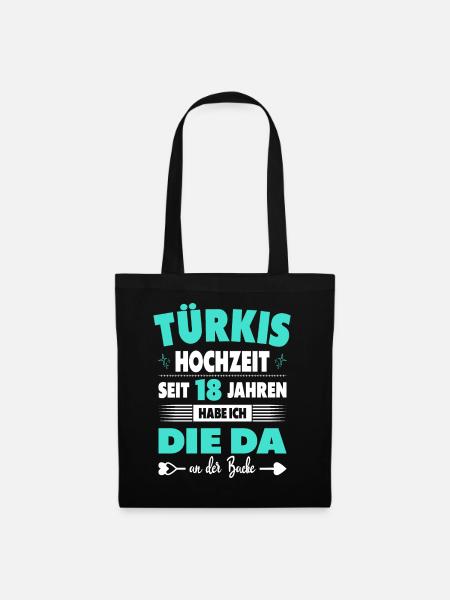 18 Hochzeitstag Paare 18 Jahre Ehe Türkishochzeit - Stoffbeutel - Schwarz