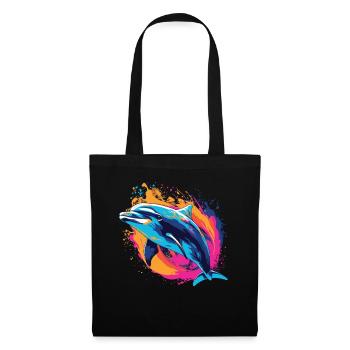 Watercolor Colorful Dolphin Colorful Animals - Tote Bag - black - Front