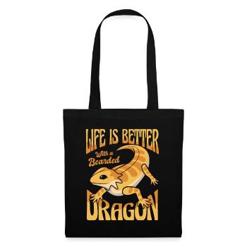 La vie est plus belle avec un dragon barbu Pogona - Sac en tissu - noir - Devant