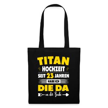 23 Hochzeitstag Paare 23 Jahre Ehe Titanhochzeit - Stoffbeutel - Schwarz - Vorne