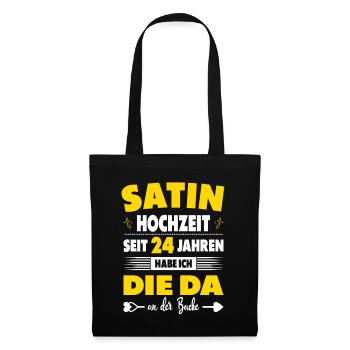 24 Hochzeitstag Paare 24 Jahre Ehe Satinhochzeit - Stoffbeutel - Schwarz - Vorne